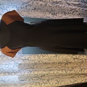 Lauren ralph lauren black and Cognac short sleeve Flare dress size large